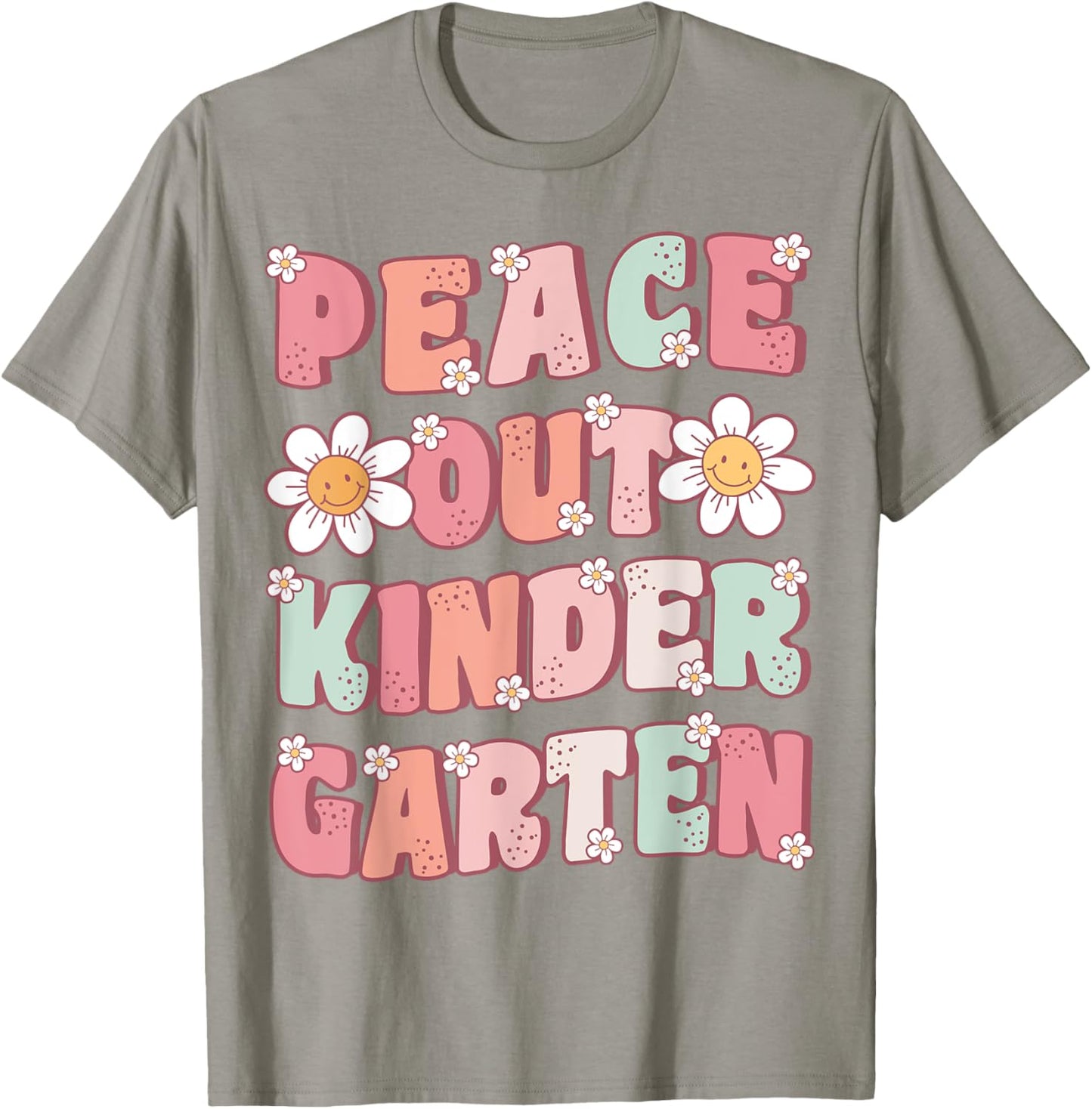 Peace Out Kindergarten Cute Groovy Last Day of Kindergarten T-Shirt - T-Shirt | Sand