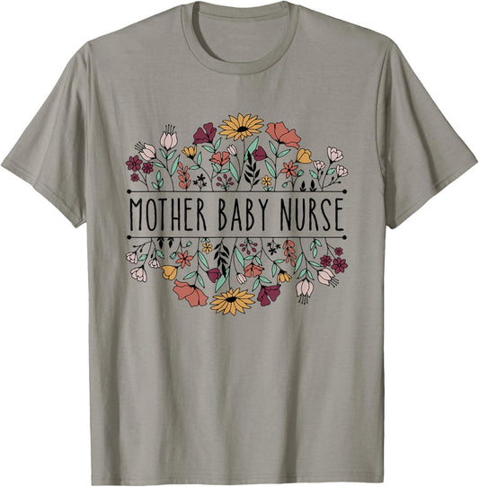 Mother Baby Nurse Postpartum Mom Baby Nursing Graduation T-Shirt - T-Shirt | Sand