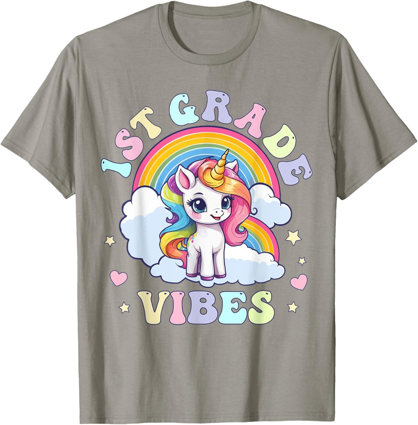 1st Grade Vibes Cute Back to School Unicorn First Grade Girl T-Shirt - T-Shirt | Sand
