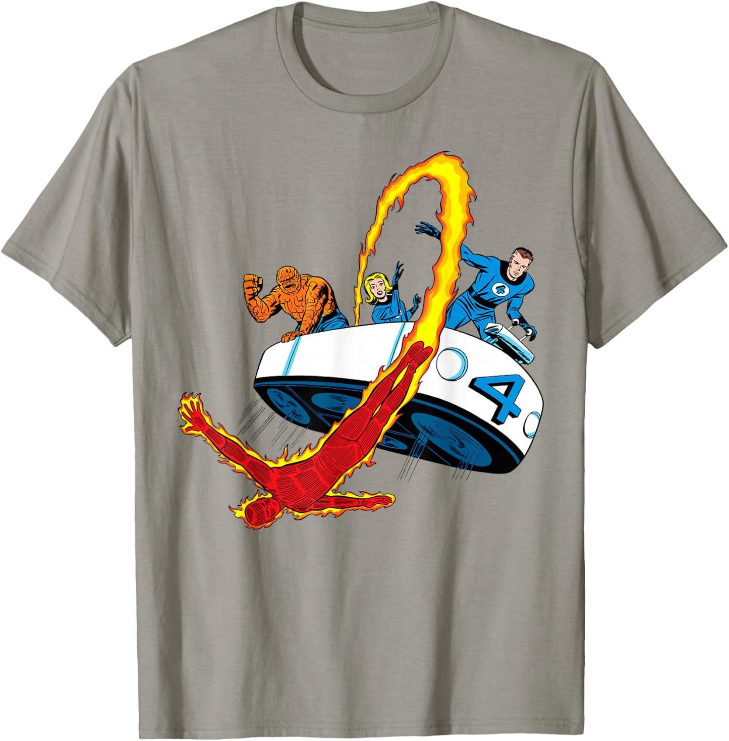 Marvel Fantastic Four Retro Fantasticar Team Small T-Shirt - T-Shirt | Sand