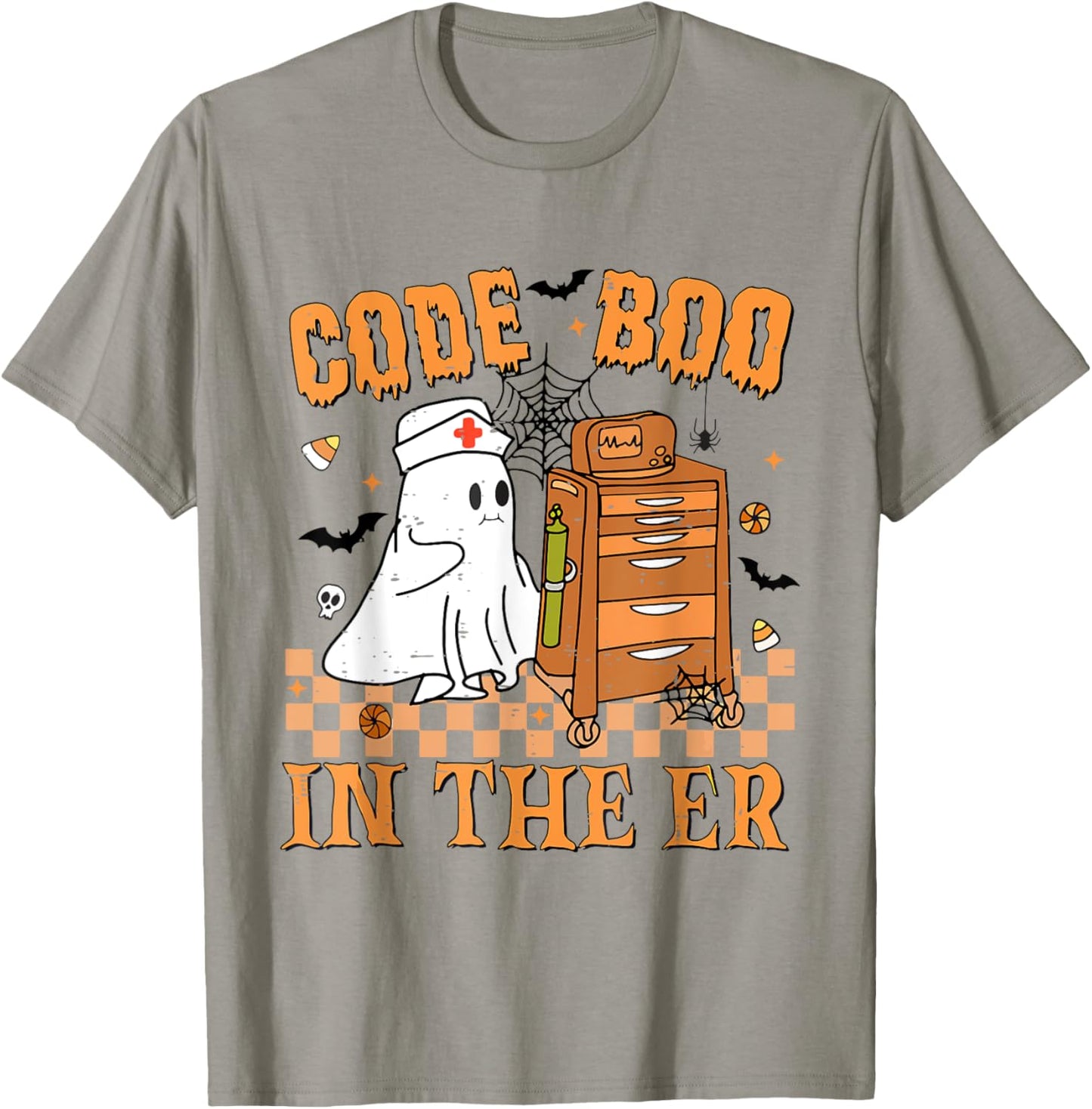 Cute Emergency Department Code Boo In The Er Nurse Halloween T-Shirt - T-Shirt | Sand