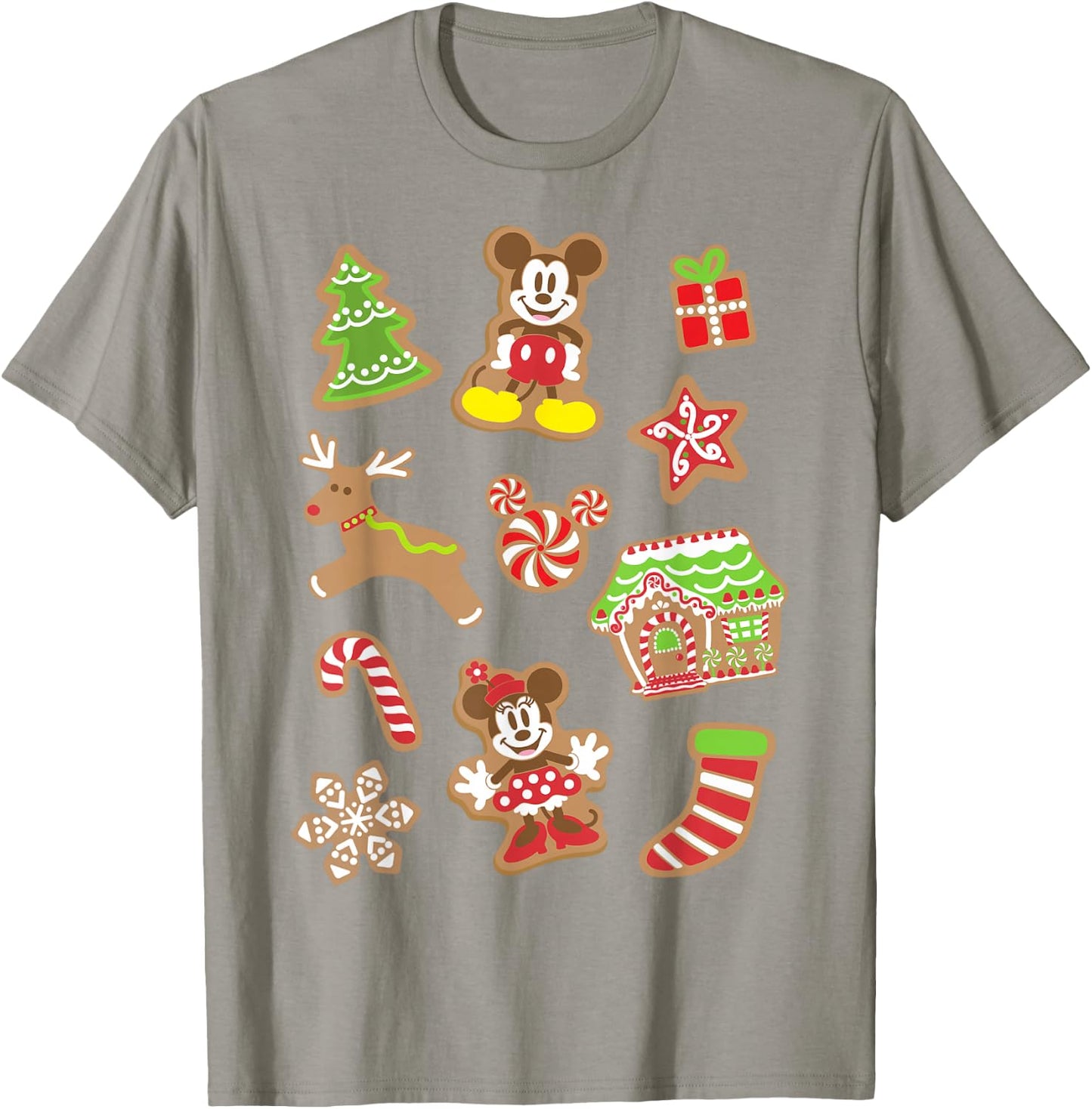 Disney Mickey And Minnie Christmas Gingerbread Cookies Short Sleeve T-Shirt - T-Shirt | Sand