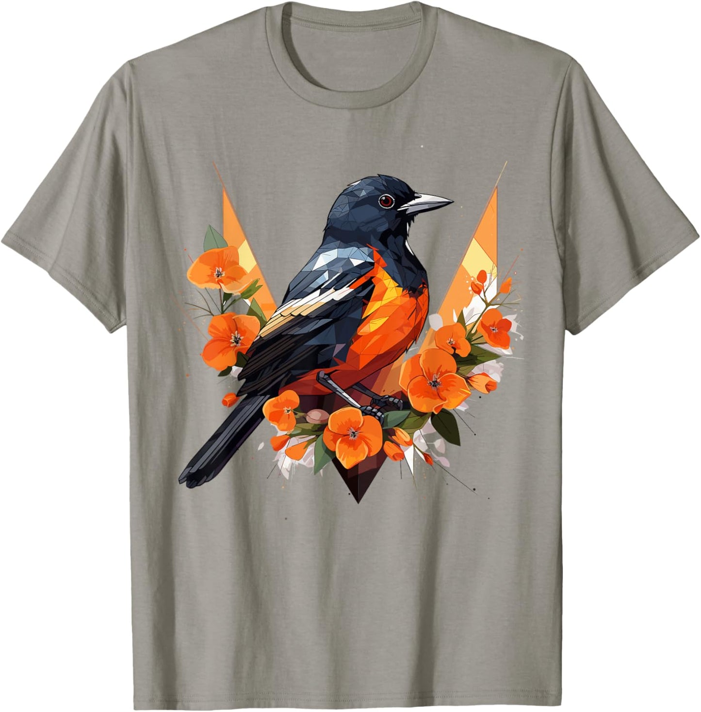 Oriole Geometric Patten Art,Cute Oriole Lover T-Shirt - T-Shirt | Sand