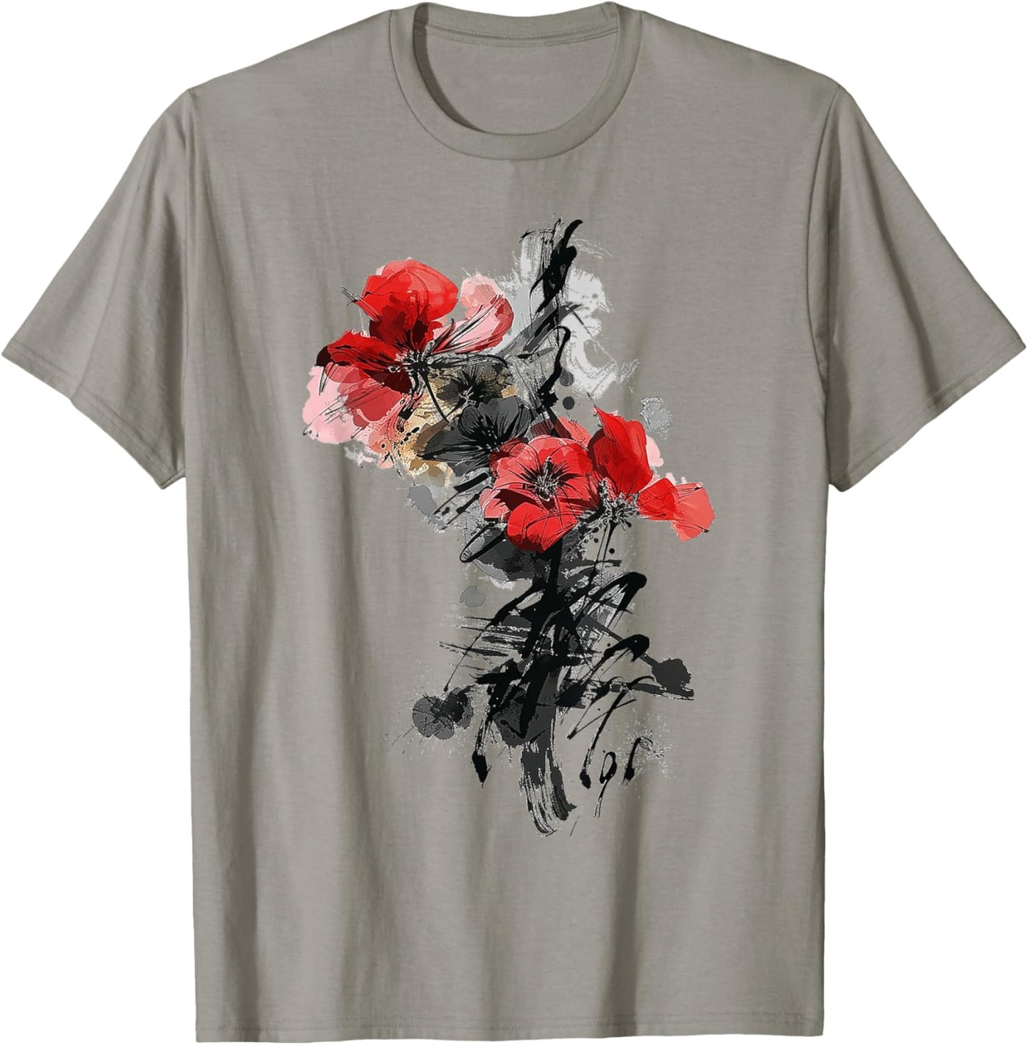 Flower Text Drawing Art Graphic Motif Flower T-Shirt - T-Shirt | Sand