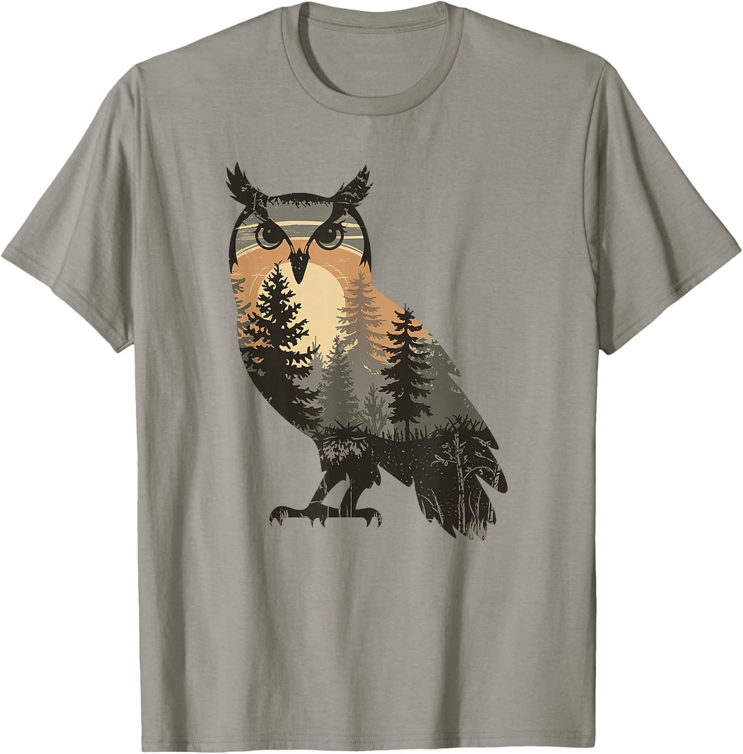 Owl Hunting Hiking Outdoor Camping Forest Men Women Owl T-Shirt - T-Shirt | Sand