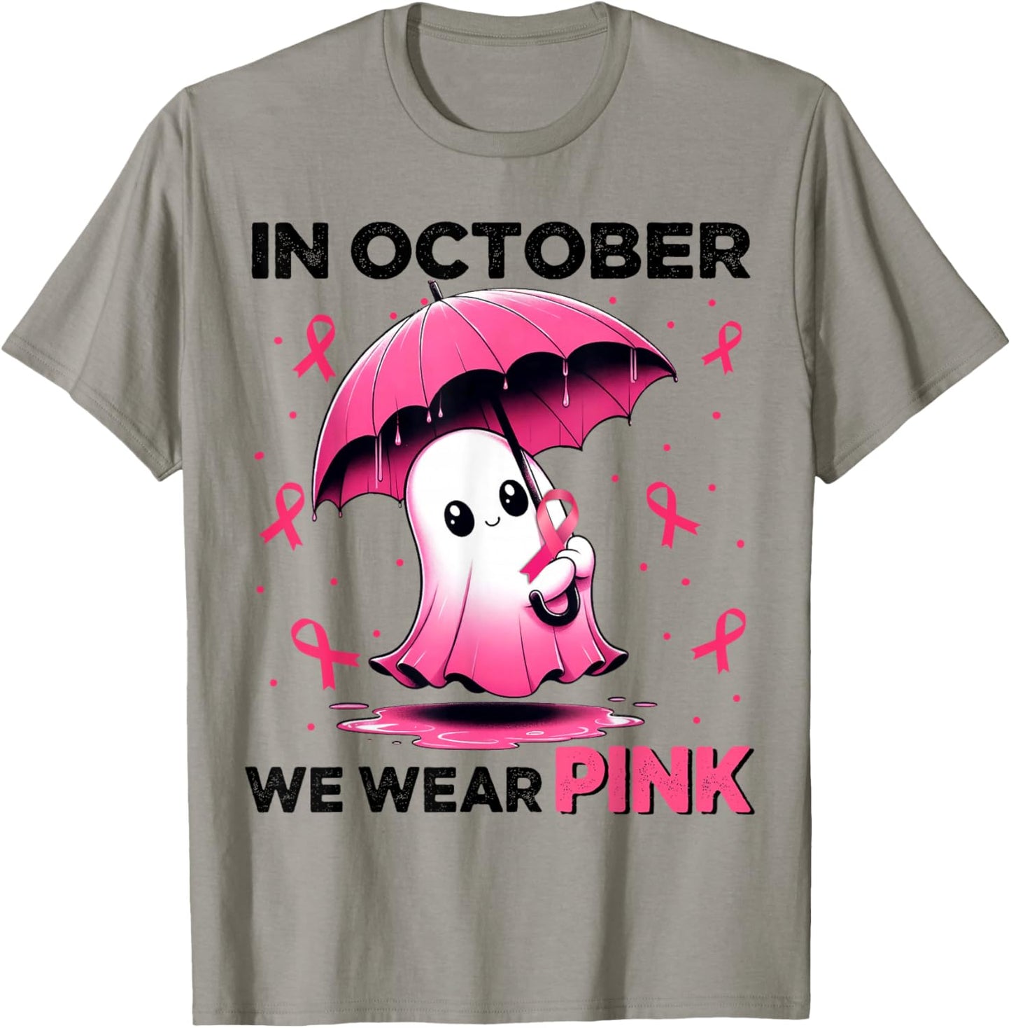 Cute Halloween Boo Ghost In October We Wear Pink Pink T-Shirt - T-Shirt | Sand
