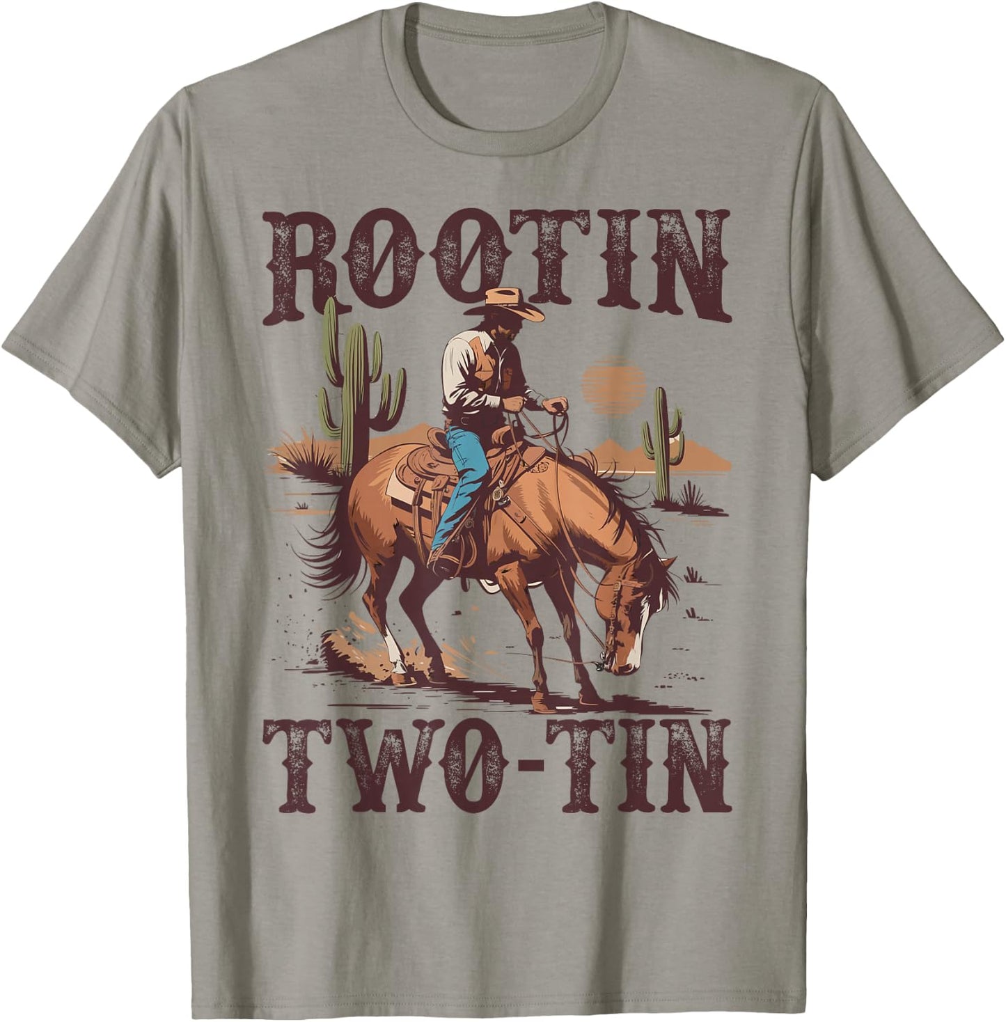 Rootin Two-tin 2nd Birthday 2 Year Old Western Cowboy Bday T-Shirt - T-Shirt | Sand