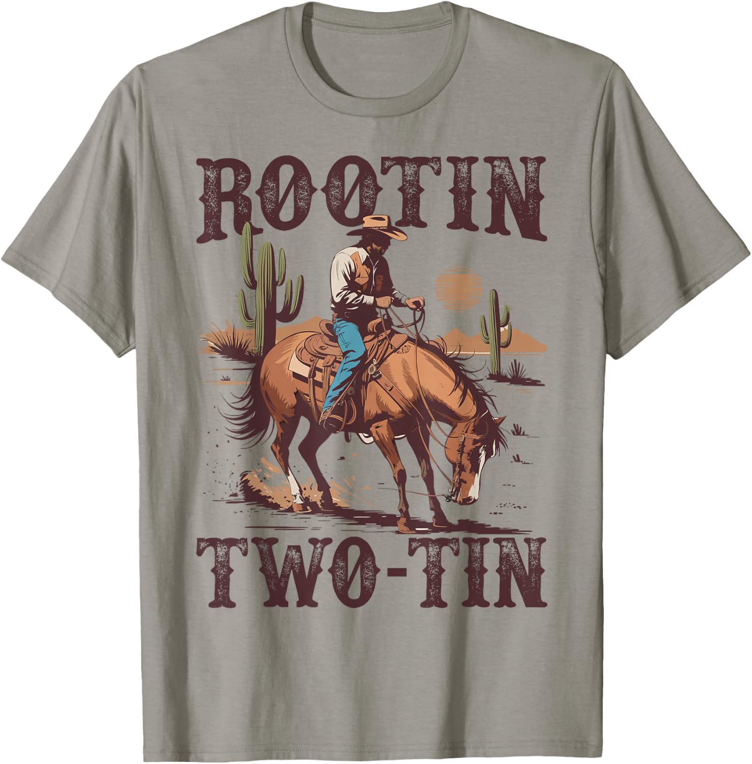 Rootin Two-tin 2nd Birthday 2 Year Old Western Cowboy Bday T-Shirt - T-Shirt | Sand