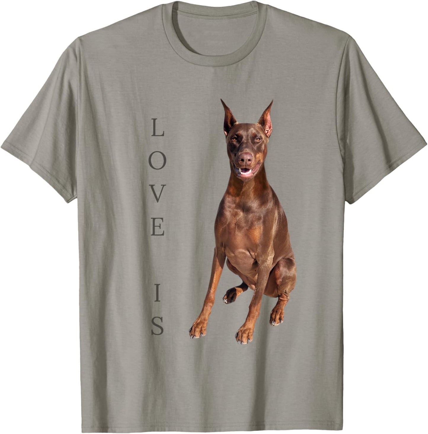 Doberman Shirt Doberman Pinscher Dog Mom Dad Love Pet Puppy T-Shirt - T-Shirt | Sand