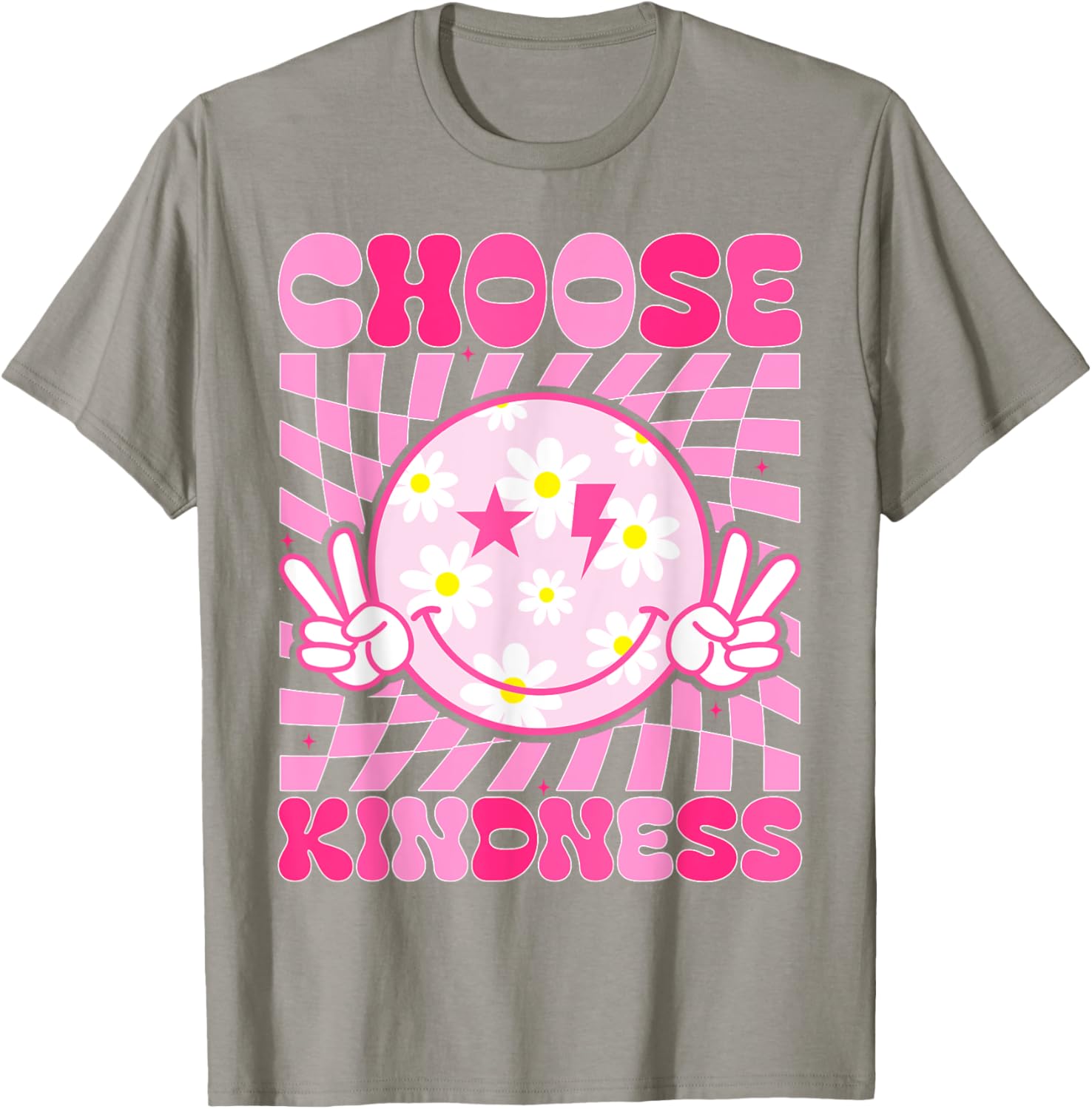 Retro Choose Kindness Smile Face Groovy Be Kind Women Kids T-Shirt - T-Shirt | Sand