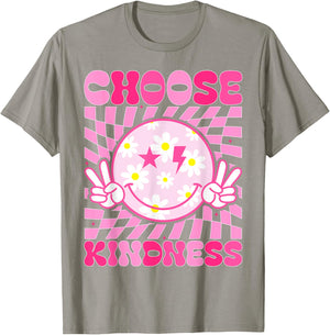 Retro Choose Kindness Smile Face Groovy Be Kind Women Kids T-Shirt - T-Shirt | Sand