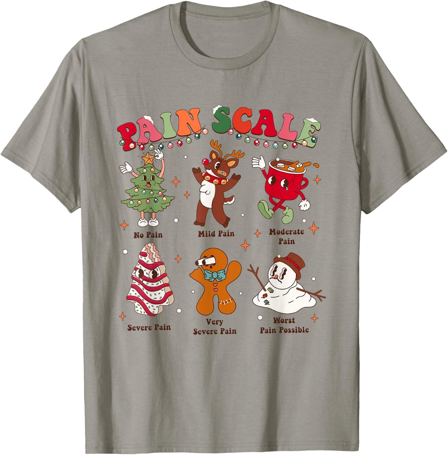 Pain Scale Retro Christmas Nurse Triage and Pain Assessment T-Shirt - T-Shirt | Sand