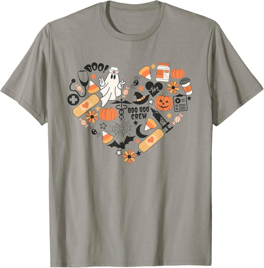 Pediatrics Halloween Boo Boo Crew Fall Pediatric Nurse Ghost T-Shirt - T-Shirt | Sand