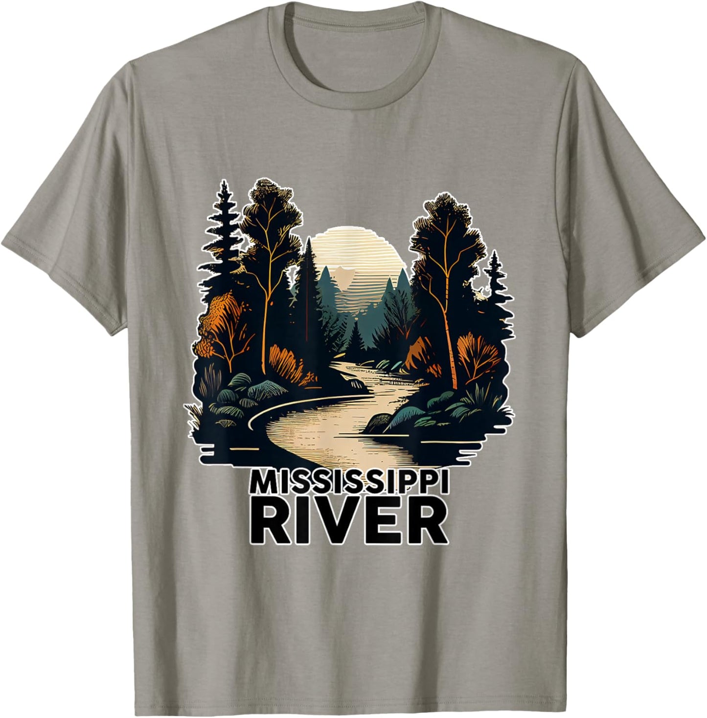 Mississippi River Retro Minimalist River Mississippi T-Shirt - T-Shirt | Sand