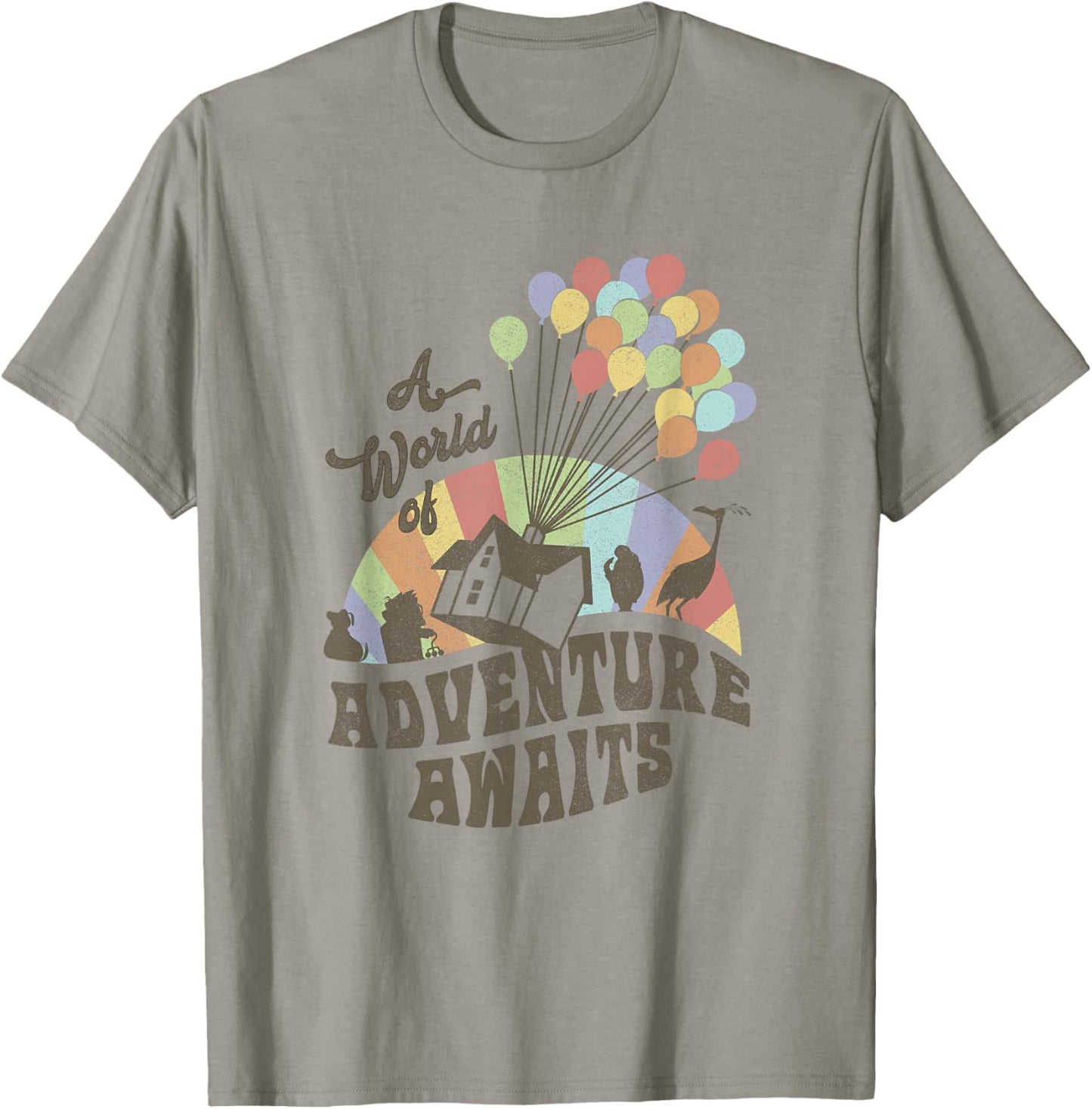 Disney Pixar Up A World Of Adventure Awaits Distressed Logo T-Shirt - T-Shirt | Sand