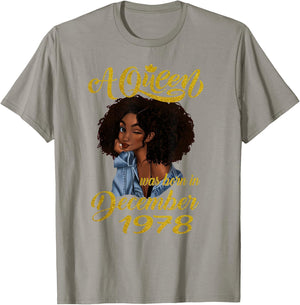 A Queen Was Born in December 1978 42nd Birthday Gift T-Shirt - T-Shirt | Sand