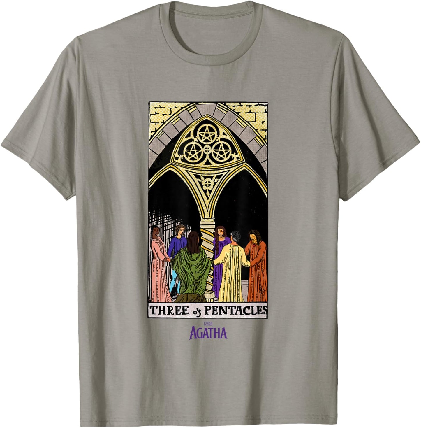 Marvel Agatha All Along Three of Pentacles Vintage Tarot T-Shirt - T-Shirt | Sand