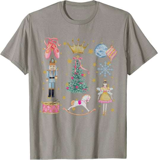 Nutcracker Coquette Christmas Sugar Plum Fairy Holiday Party T-Shirt - T-Shirt | Sand