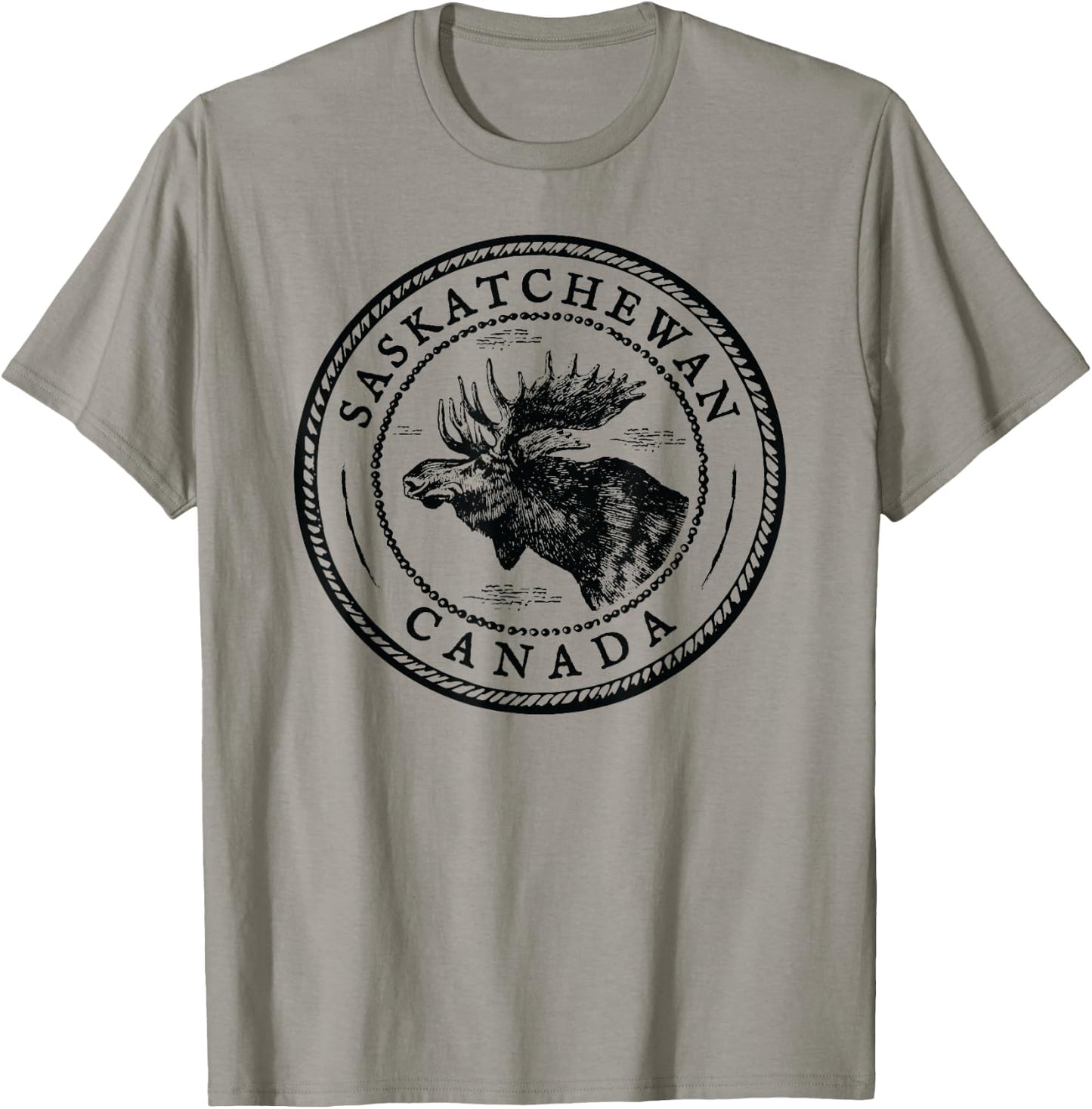 Moose Antlers Art Lovers Gift, Saskatchewan Canada Moose T-Shirt - T-Shirt | Sand
