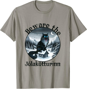 Beware The Jolakotturinn Yule Cat Icelandic Christmas Norse Men Women Kids T-Shirt - T-Shirt | Sand