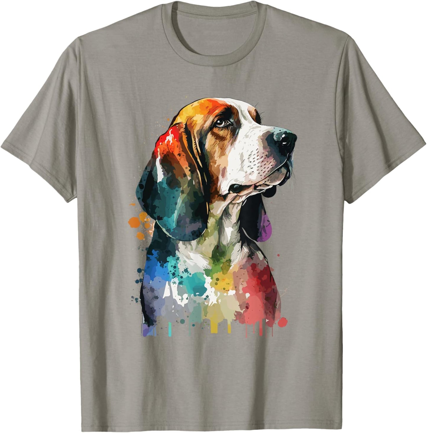 Bassett Hound Dog watercolor portrait T-Shirt - T-Shirt | Sand