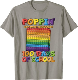 Poppin My Way Through 100 Days of School - Pop It T-Shirt - T-Shirt | Sand