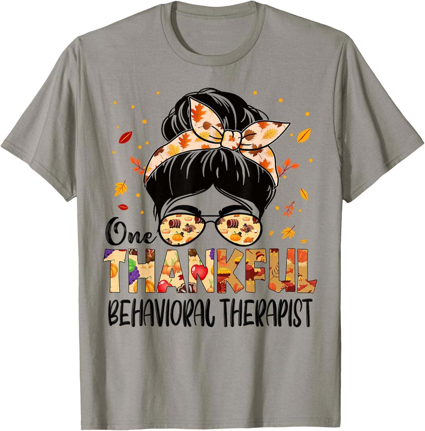 Behavioral Therapist One Thankful Thanksgiving Fall Autumn T-Shirt - T-Shirt | Sand
