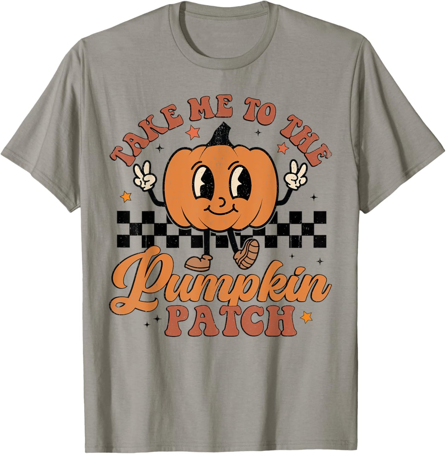 Retro Groovy Take Me To The Pumpkin Patch Fall Thanksgiving T-Shirt - T-Shirt | Sand