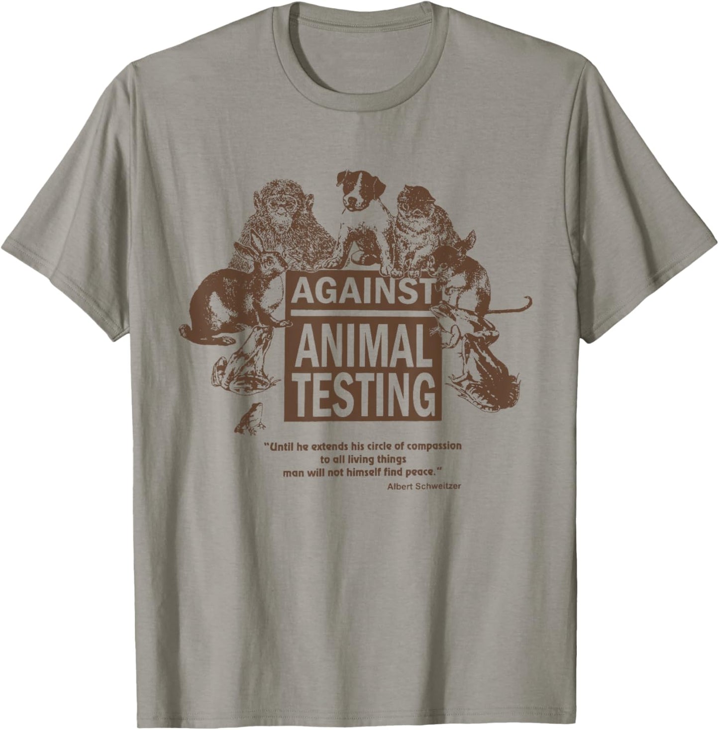 Stop Animal Testing Animal Rights - -Adults - Grey, Green - Small - Classic Fit - Short Sleeve T-Shirt - T-Shirt | Sand