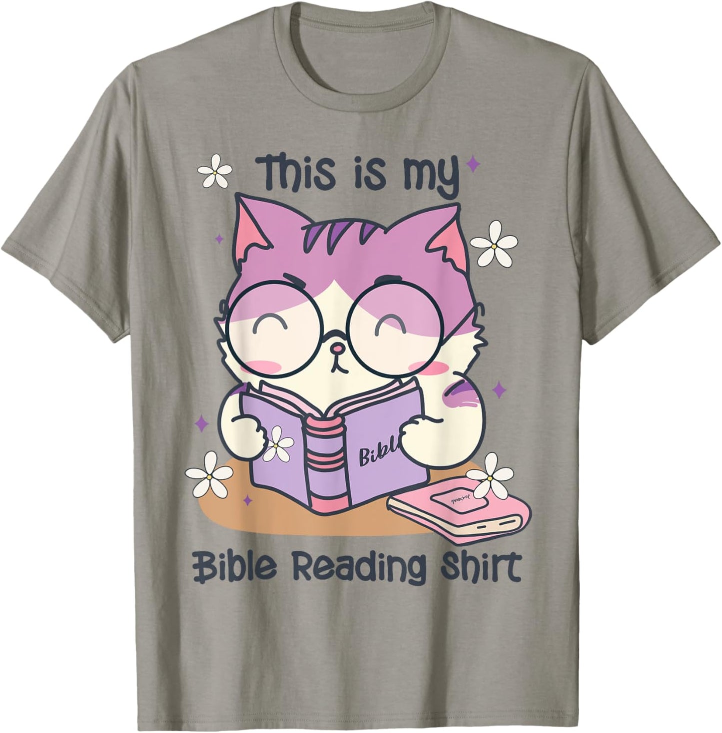 This Is For Bible Reading Cute Cat Christian T-Shirt - T-Shirt | Sand