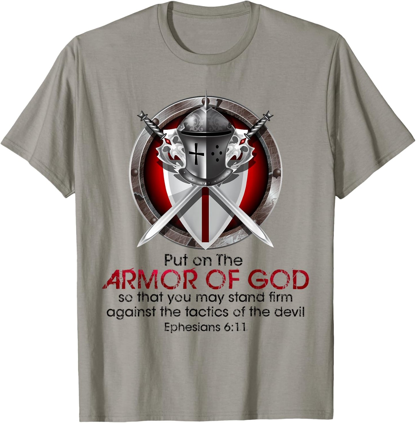 Full Armor of God Bible Quotes Ephesians Inspirational T-Shirt - T-Shirt | Sand