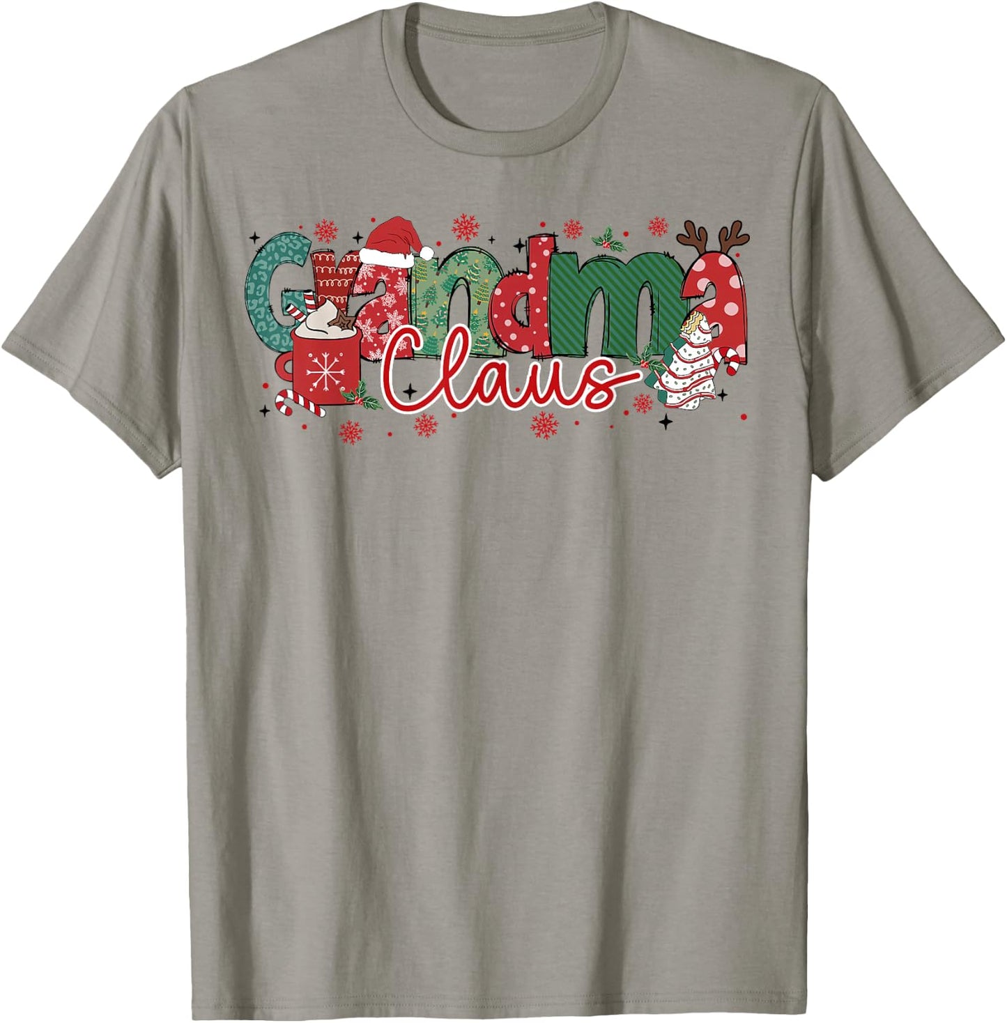 Grandma Claus Christmas Pajama Santa Claus Family Matching T-Shirt - T-Shirt | Sand