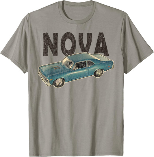 Vintage Nova 1970 Grey Retro Animal Print , -Adults, Small, , Short Sleeve, Regular Fit, Pull On, Machine Wash, US Size 6 T-Shirt - T-Shirt | Sand