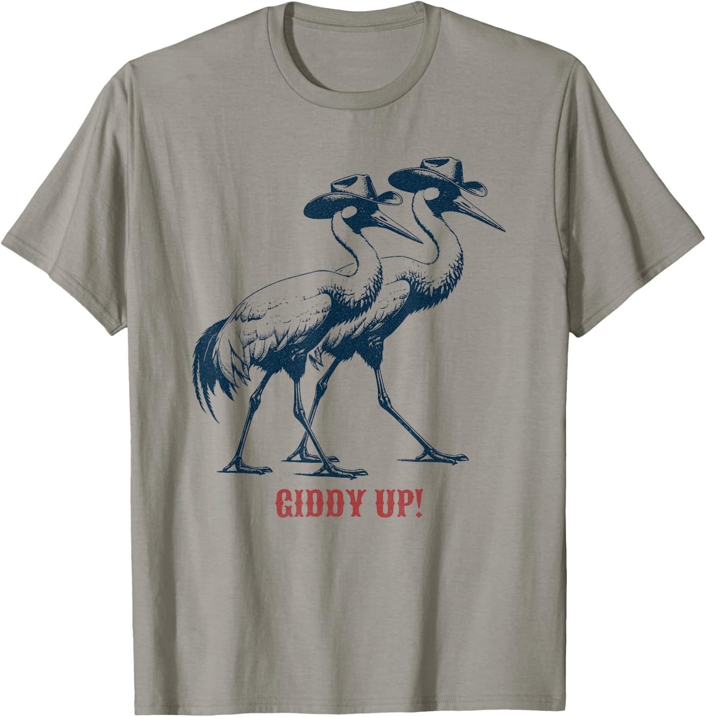 Giddy Up - Rodeo / Cowboy Whooping Crane T-Shirt - T-Shirt | Sand