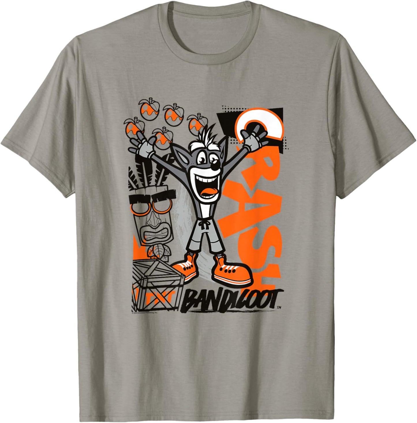 Crash Bandicoot Retro Vintage Crash Wumpa Graffiti Badge T-Shirt - T-Shirt | Sand