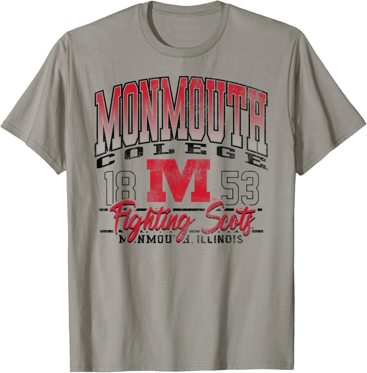 Monmouth College Fighting Scots Kicking It Gray T-Shirt - T-Shirt | Sand