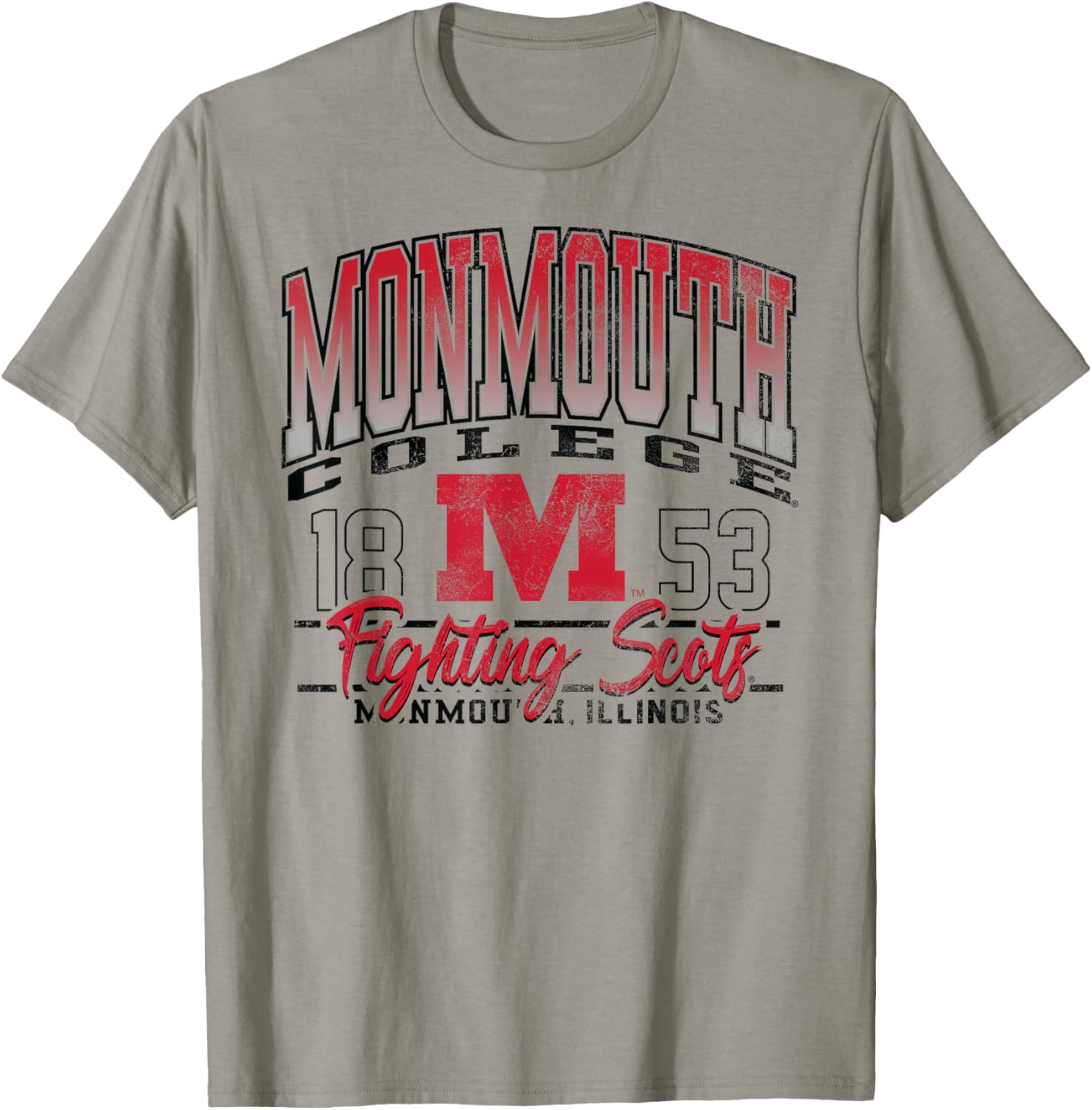 Monmouth College Fighting Scots Kicking It Gray T-Shirt - T-Shirt | Sand