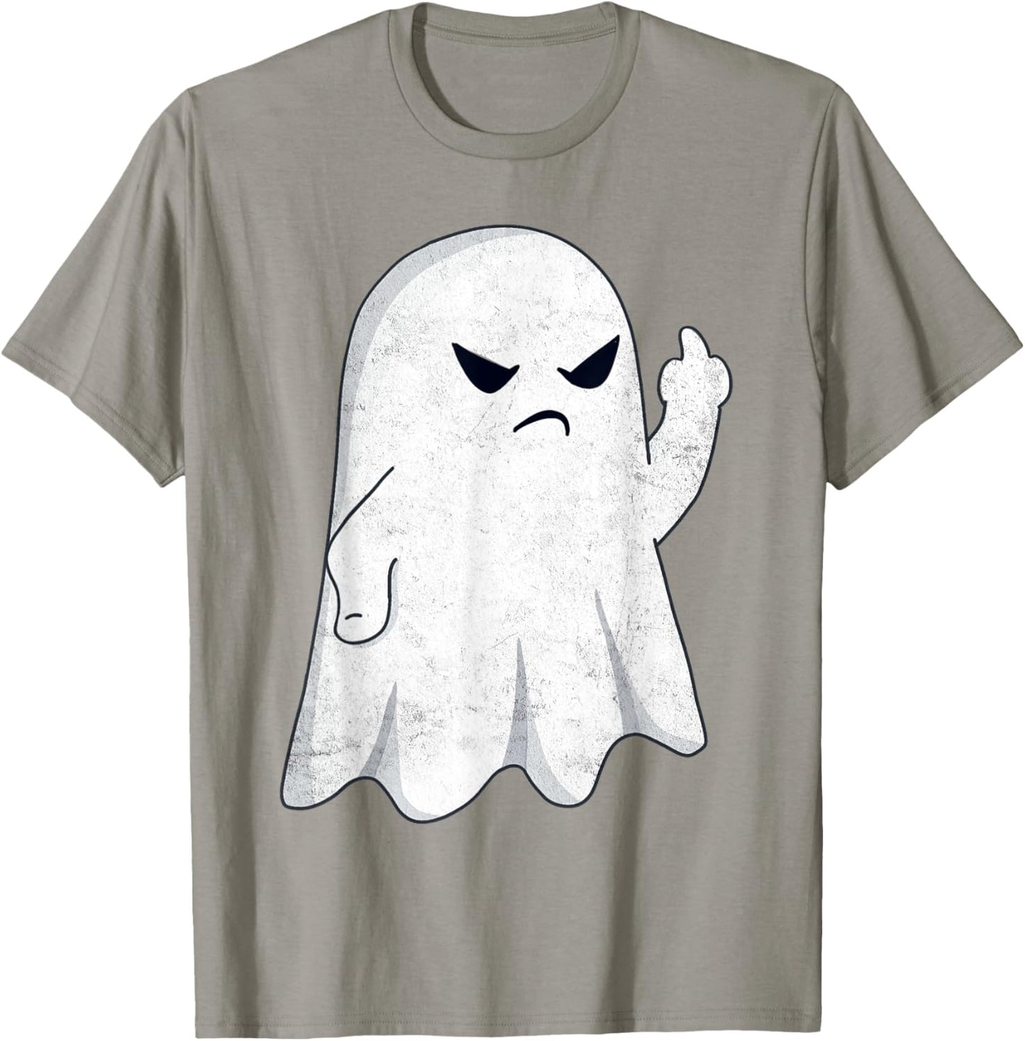 Funny Middle Finger Ghost Halloween Costume Men Women Adult T-Shirt - T-Shirt | Sand