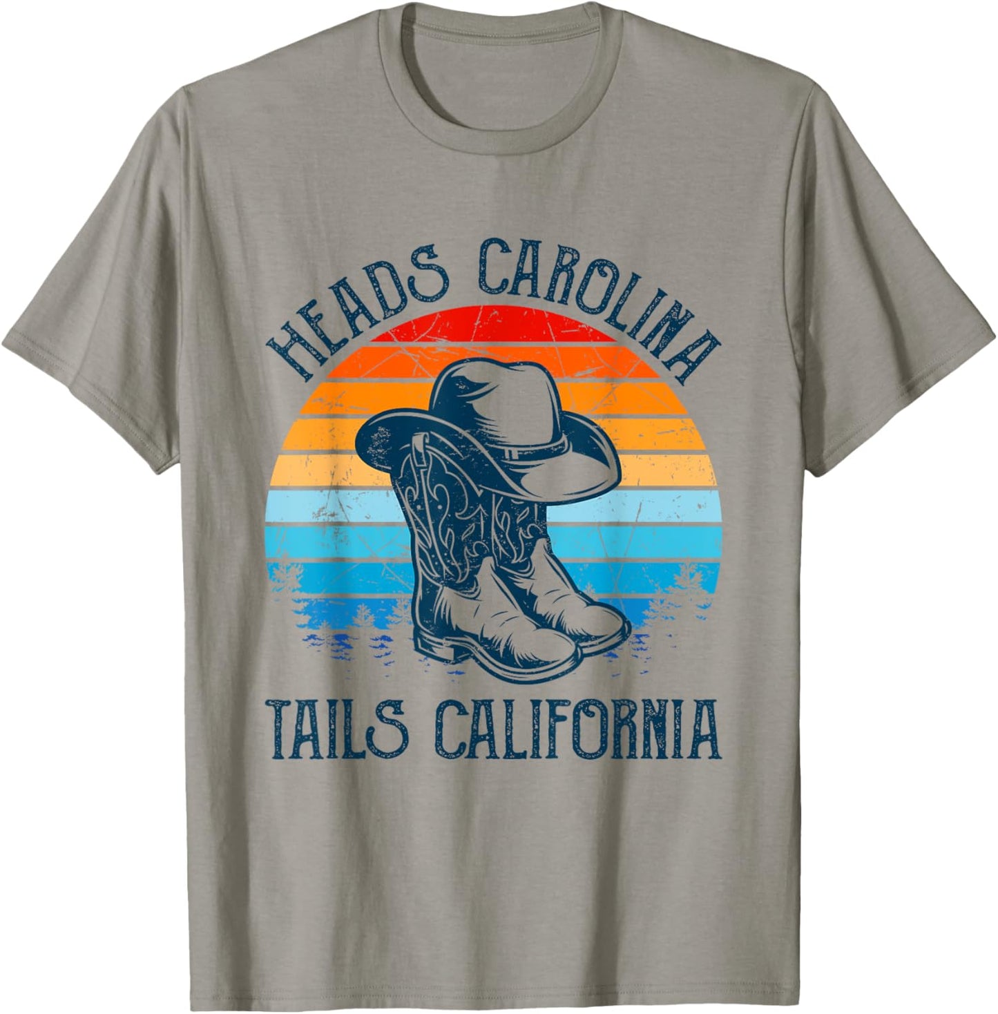 Heads Carolina Tail California Country Music Cowgirl Western T-Shirt - T-Shirt | Sand