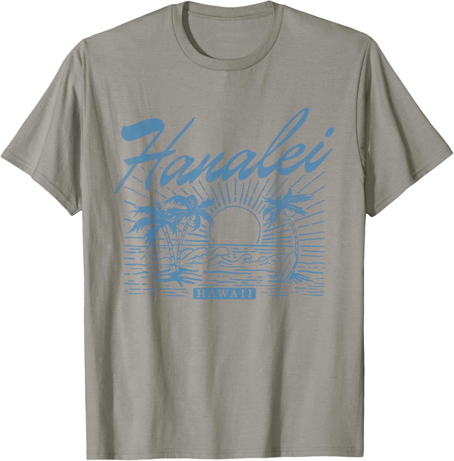 Hanalei Hawaii Vintage Style Distressed T-Shirt - T-Shirt | Sand
