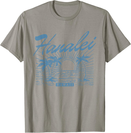 Hanalei Hawaii Vintage Style Distressed T-Shirt - T-Shirt | Sand