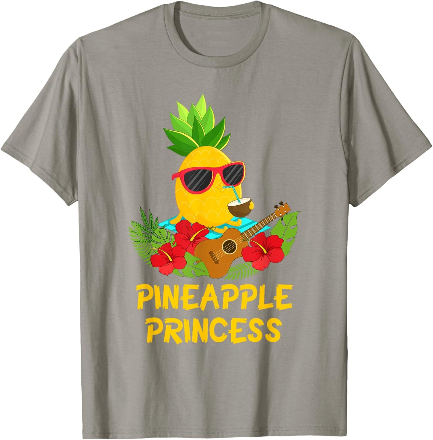 Pineapple Shirt Pineapple Princess with Ukulele Gifts T-Shirt - T-Shirt | Sand