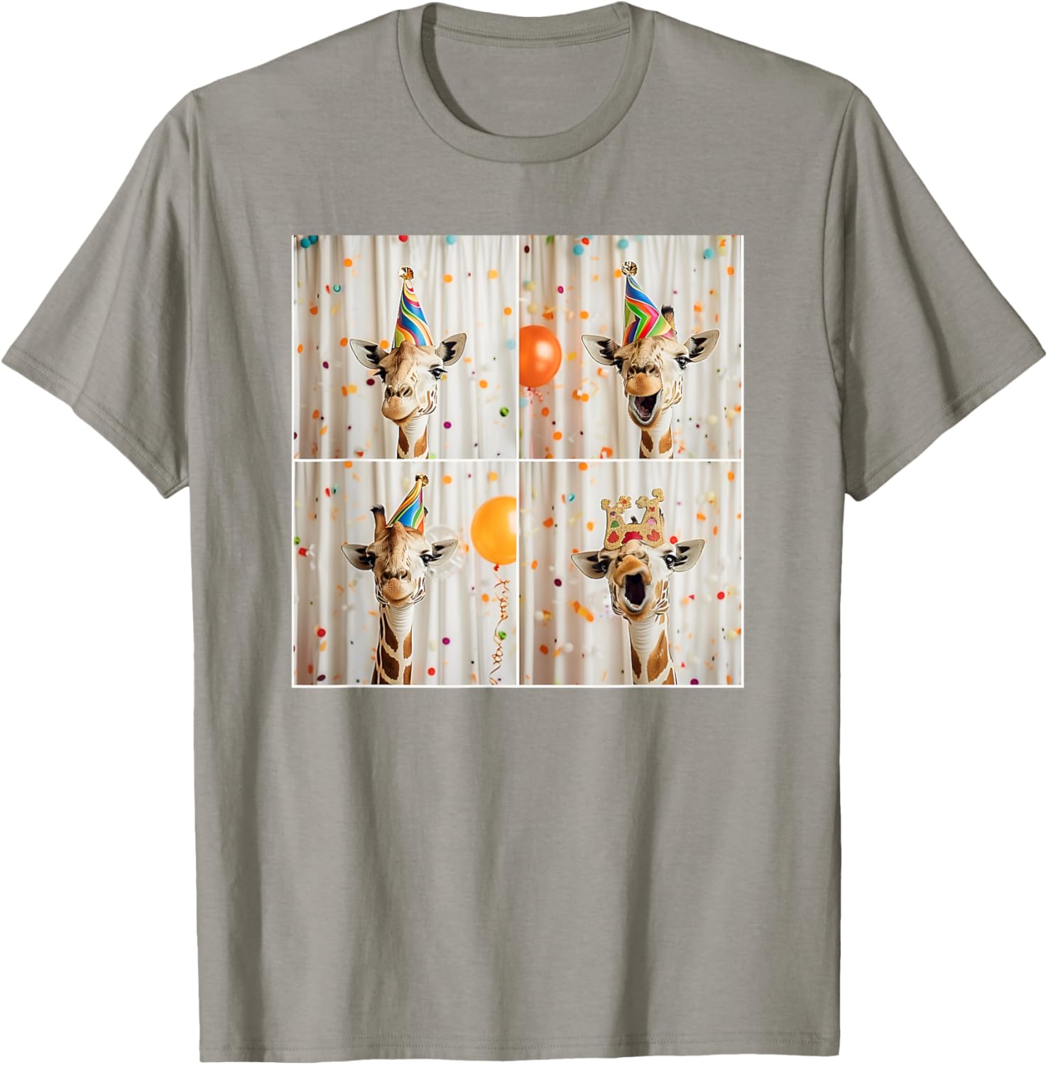 Happy Giraffe Face Jungle Animal Selfie Birthday Giraffe T-Shirt - T-Shirt | Sand