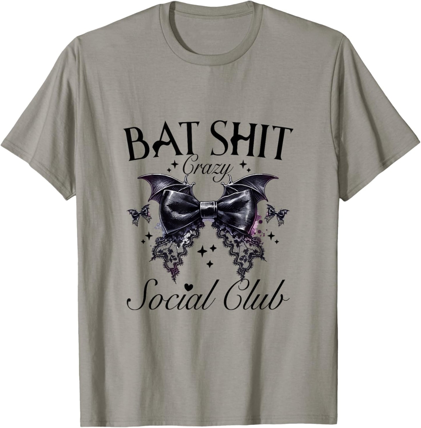 Halloween Bat Shit Crazy Social Club Funny Goth Mom Life T-Shirt - T-Shirt | Sand