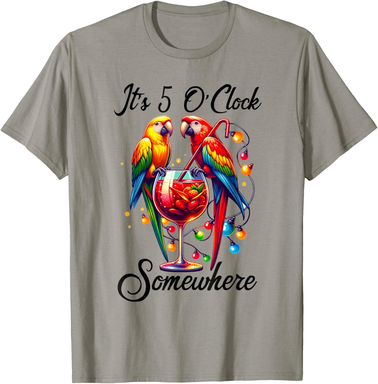 Parrots Drinking Margarita Shirt,It's 5 O'clock Somewhere T-Shirt - T-Shirt | Sand