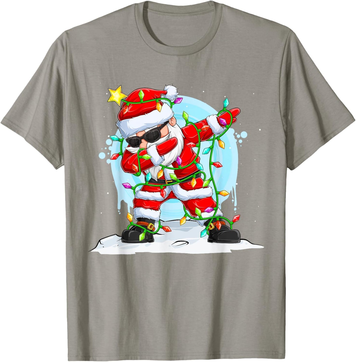 Christmas Fairy Lights Dab Dance Santa Claus T-Shirt - T-Shirt | Sand