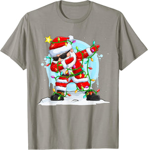 Christmas Fairy Lights Dab Dance Santa Claus T-Shirt - T-Shirt | Sand