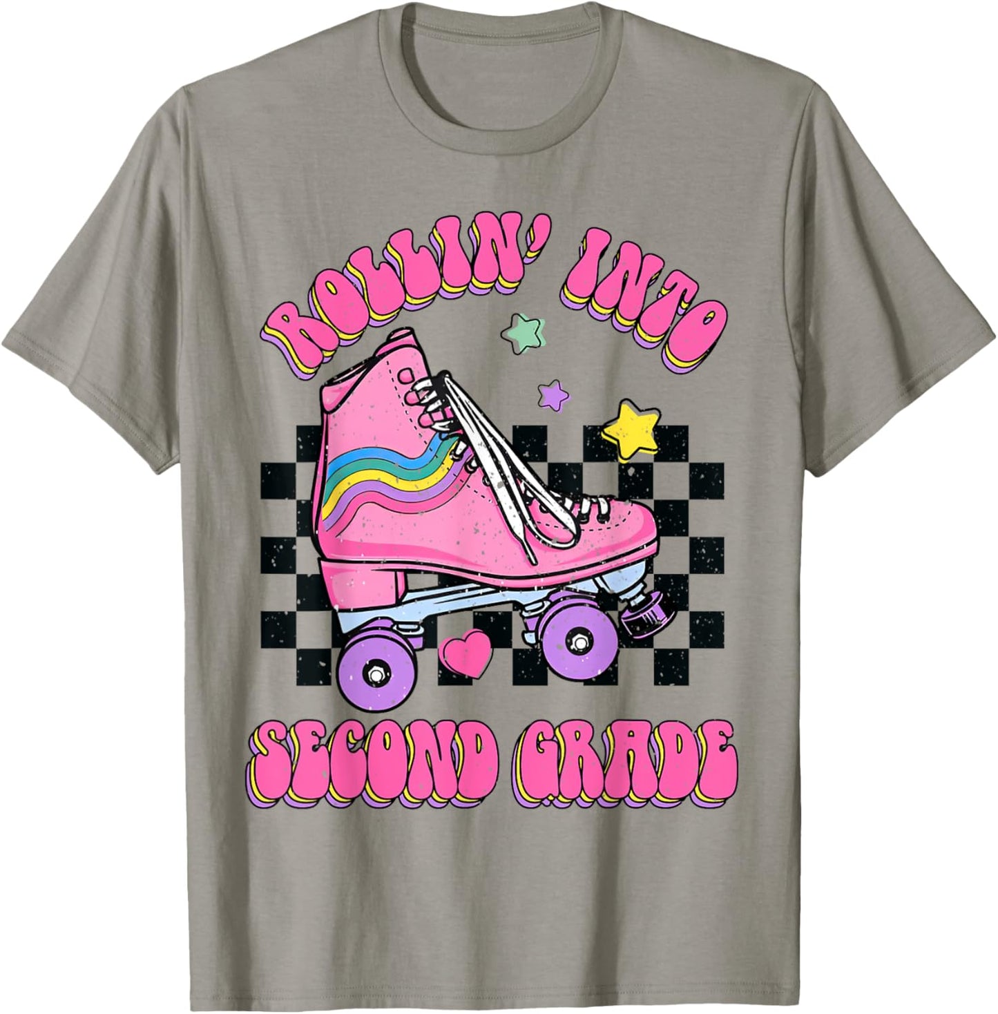Rollin Into Second Grade Skating Back To School Kids Girls T-Shirt - T-Shirt | Sand