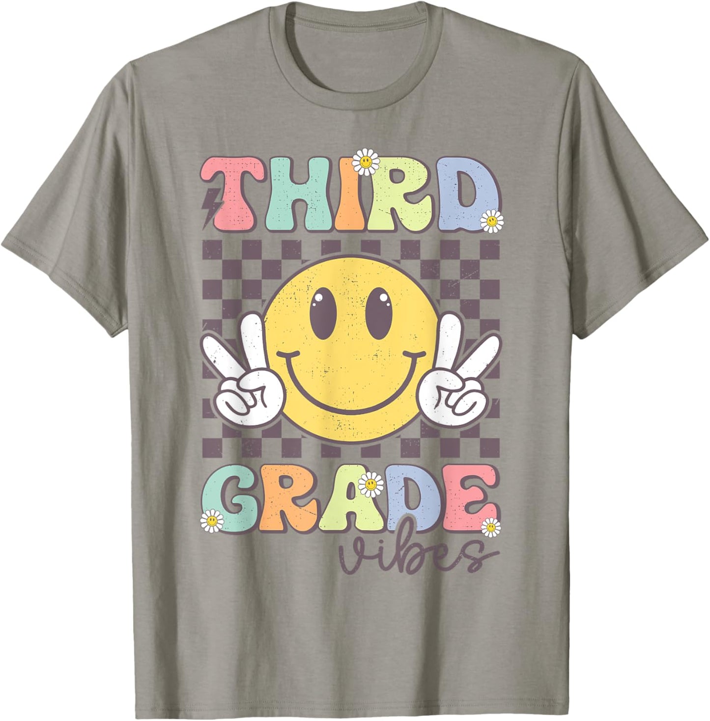 Third Grade Vibes Smile Face 3rd Grade Team Back To School T-Shirt - T-Shirt | Sand