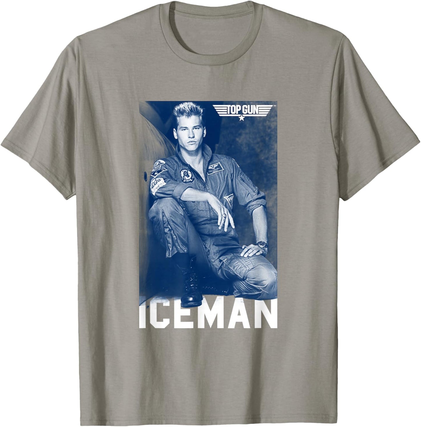Top Gun Iceman Photograph Blue Tone Action Movie T-Shirt - T-Shirt | Sand